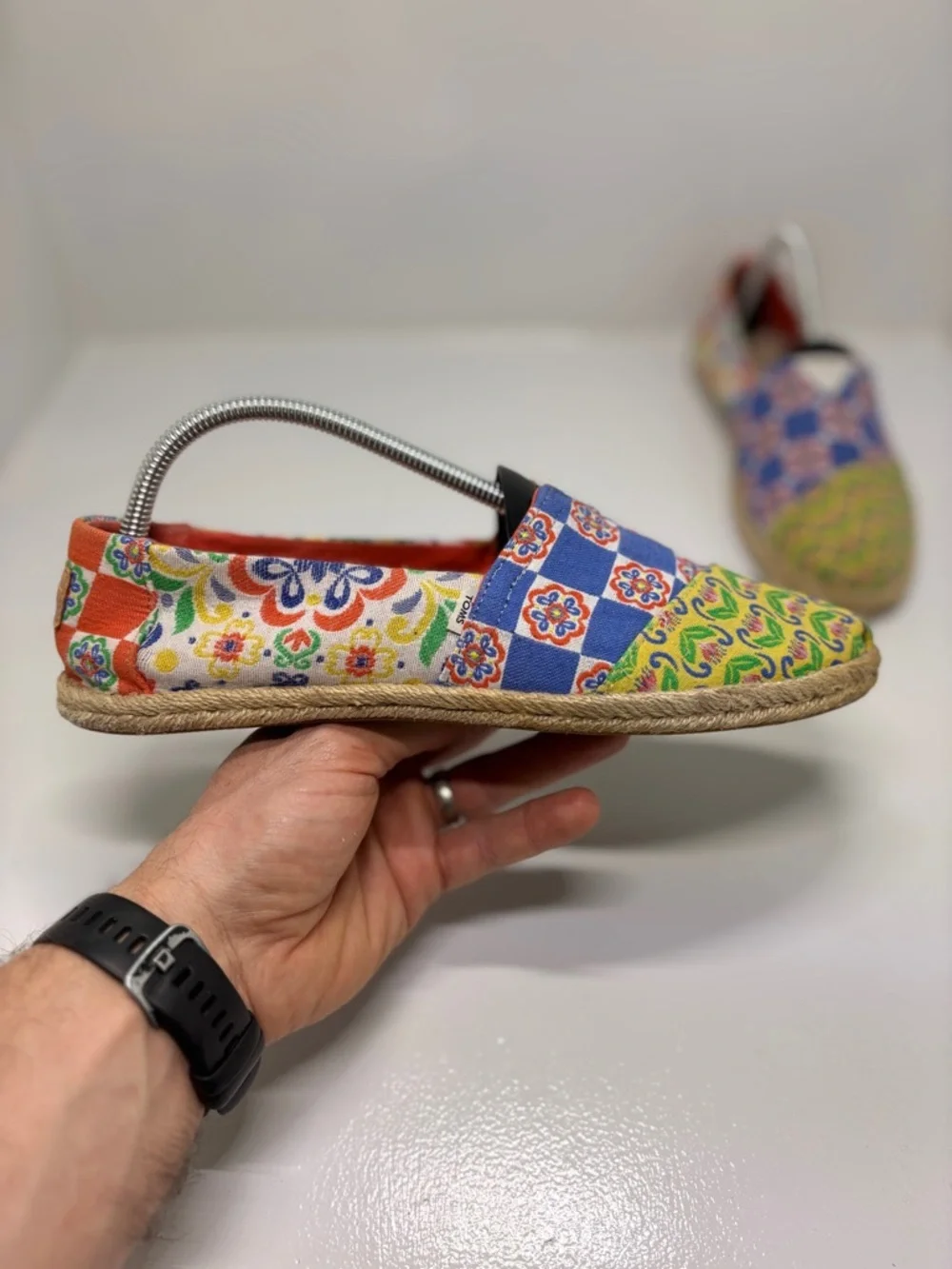 TOMS Alpargata Slip-On Espadrilles Patchwork Print Canvas Flats Women’s 7.5 Boho